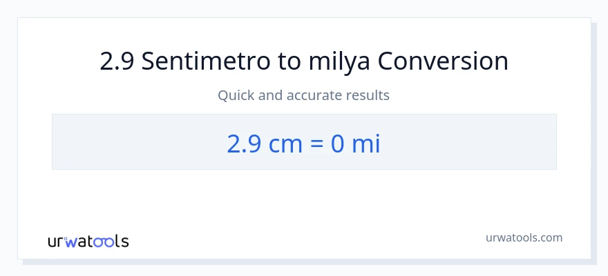 2.9 Mga Sentimetro patungong milya na conversion