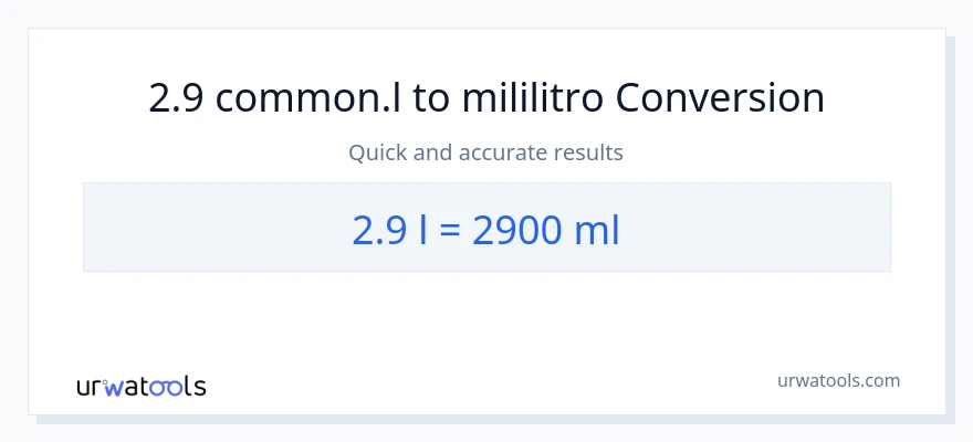2.9 Liters patungong mga mililitro na conversion