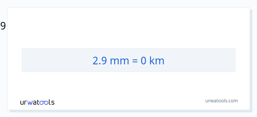 2.9 மில்லிமீட்டர்கள் இலிருந்து கிலோமீட்டர்கள் வரை மாற்றம்