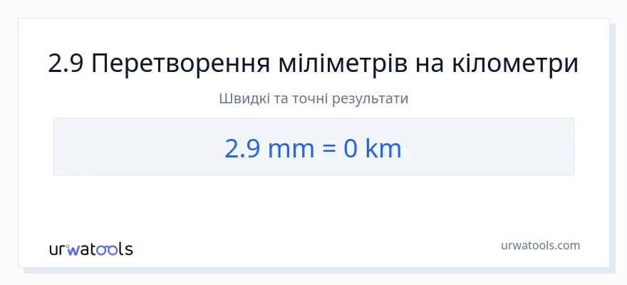 Конверсія з міліметри у кілометри: 2.9