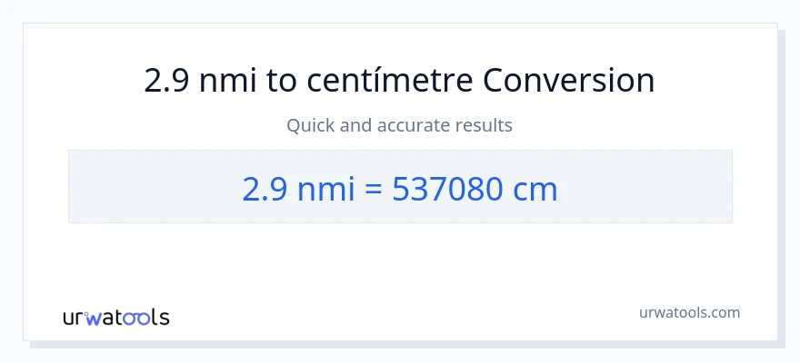 Conversió de 2.9 milles nàutiques a Centímetres