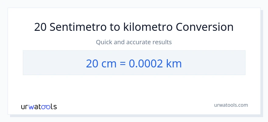 20 Mga Sentimetro patungong Kilometro na conversion