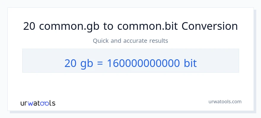 التحويل من 20 Gigabytes إلى Bits