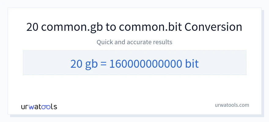 20 Gigabytes에서 Bits으로의 변환