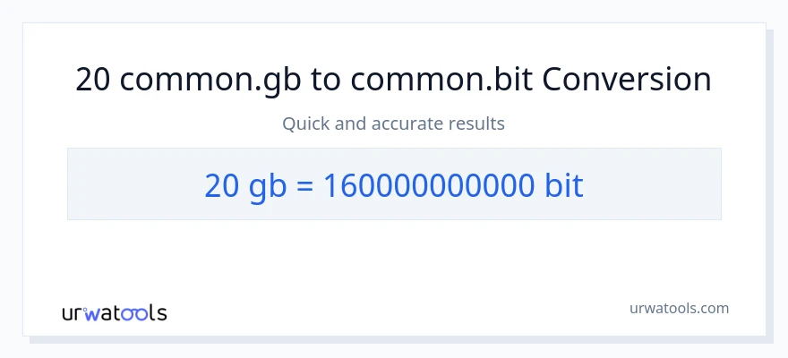 20 Gigabytes இலிருந்து Bits வரை மாற்றம்