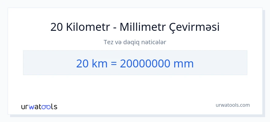 20 kilometr-dən millimetr-ə çevrilmə