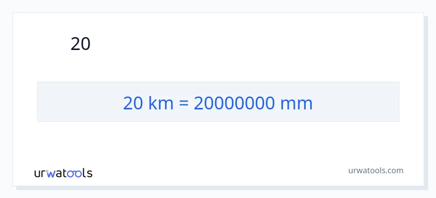 20 কিলোমিটার থেকে মিলিমিটার রূপান্তর