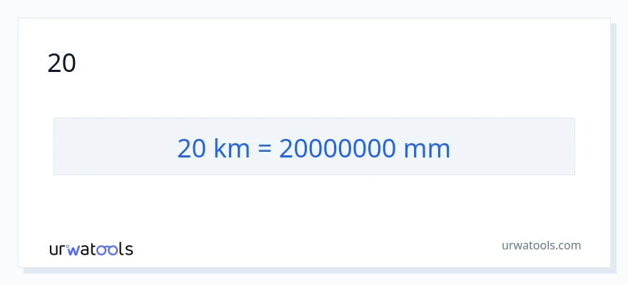 20 ಕಿಲೋಮೀಟರ್‌ಗಳು ರಿಂದ ಮಿಲಿಮೀಟರ್‌ಗಳು ಪರಿವರ್ತನೆ