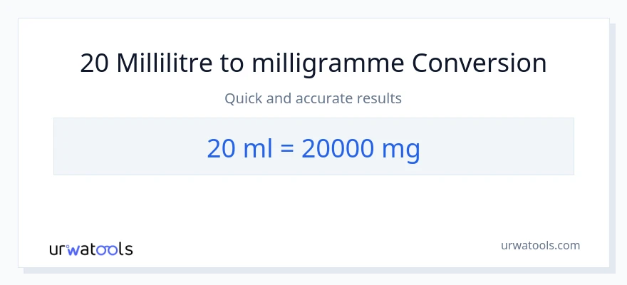 Conversion 20 millilitres vers milligrammes