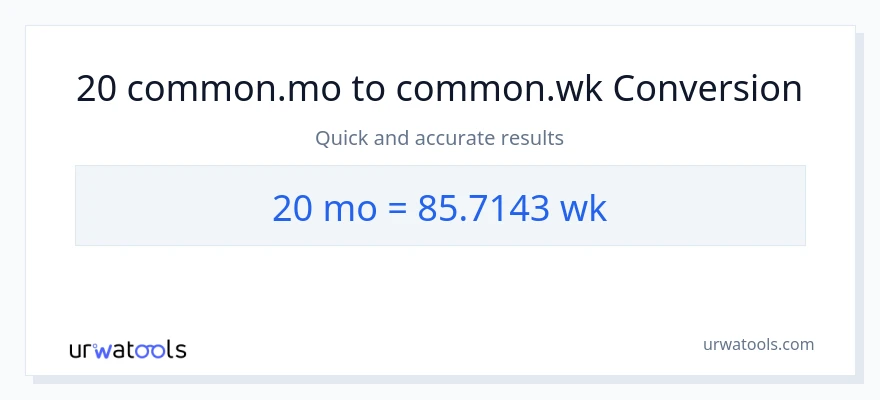 Conversion 20 Mois vers Semaines
