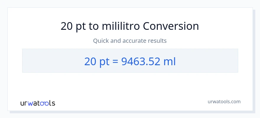 20 Pints patungong mga mililitro na conversion