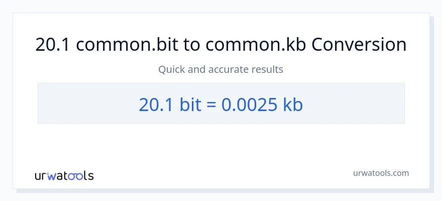 Conversion 20.1 Bits vers Kilobytes