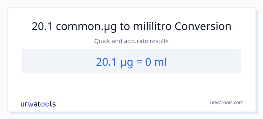 20.1 mga mikrogramo patungong mga mililitro na conversion