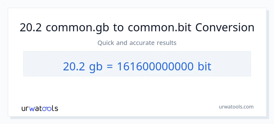 التحويل من 20.2 Gigabytes إلى Bits
