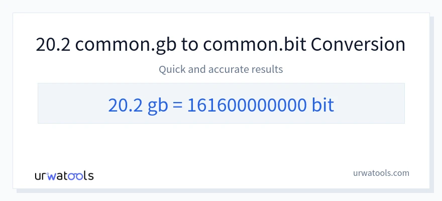 20.2 Gigabytes에서 Bits으로의 변환