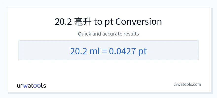 20.2 毫升 到 Pints 轉換