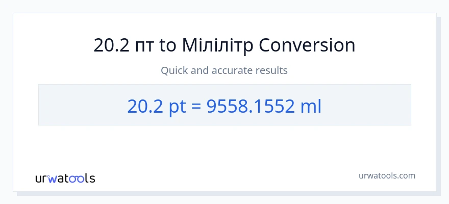 Конверсія з Pints у мілілітри: 20.2