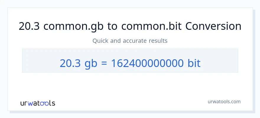 التحويل من 20.3 Gigabytes إلى Bits