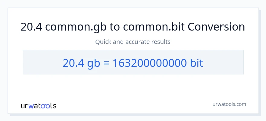 20.4 Gigabytes patungong Bits na conversion