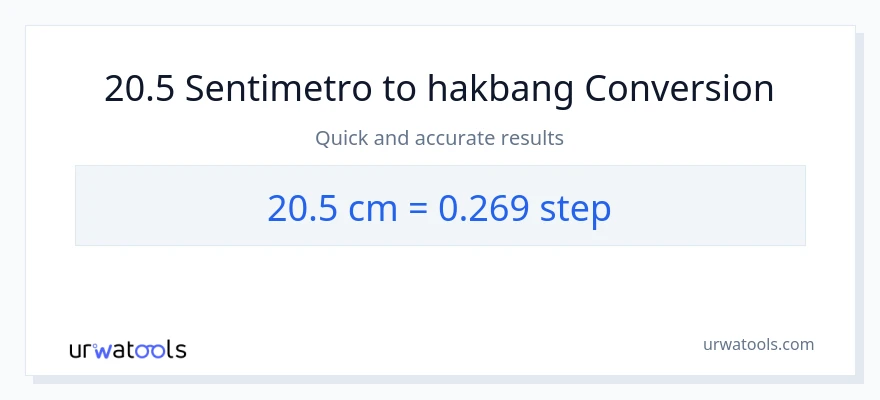 20.5 Mga Sentimetro patungong mga hakbang na conversion