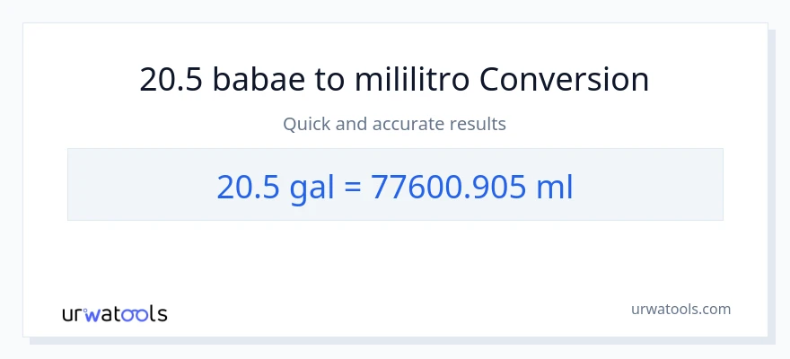 20.5 Mga galon patungong mga mililitro na conversion