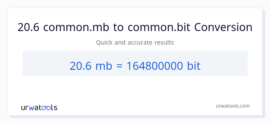 التحويل من 20.6 Megabytes إلى Bits