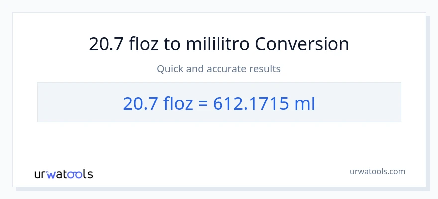 20.7 mga onsa ng likido patungong mga mililitro na conversion