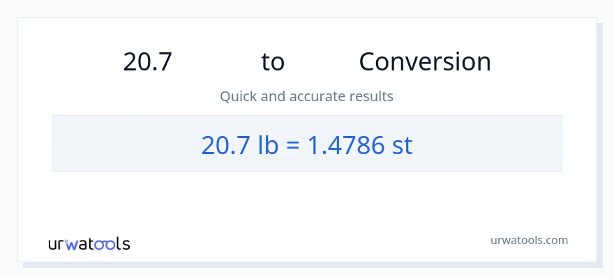 20.7 Lbs నుండి రాళ్ళు కు మార్పిడి