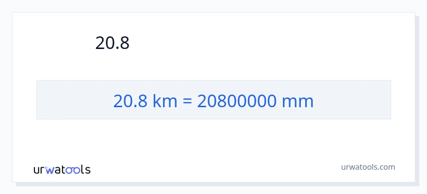 20.8 કિલોમીટર થી મિલીમીટર રૂપાંતર
