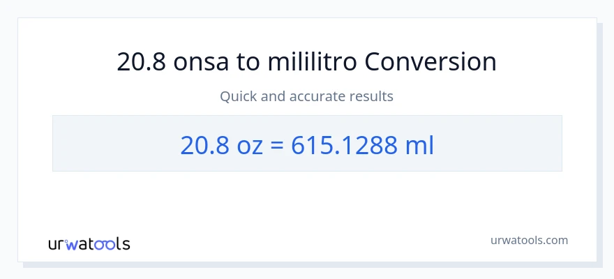 20.8 Mga onsa patungong mga mililitro na conversion