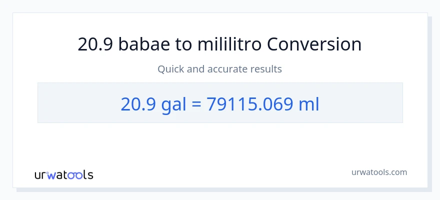 20.9 Mga galon patungong mga mililitro na conversion
