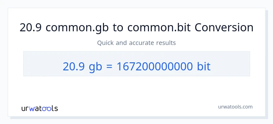 التحويل من 20.9 Gigabytes إلى Bits