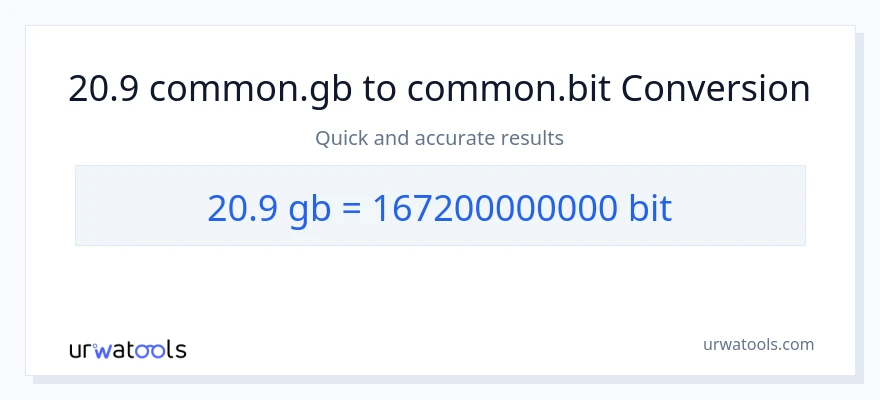 20.9 Gigabytes til Bits konvertering