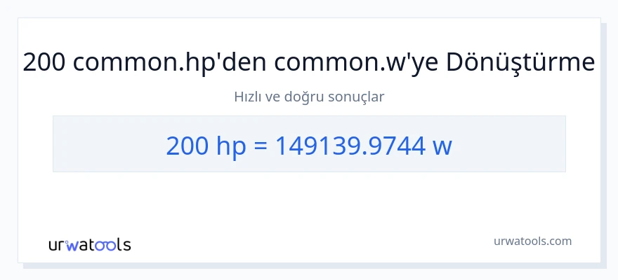 200 beygir gücü'den watt'e dönüşüm