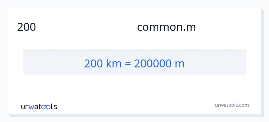 200 కిలోమీటర్లు నుండి మీటర్లు కు మార్పిడి
