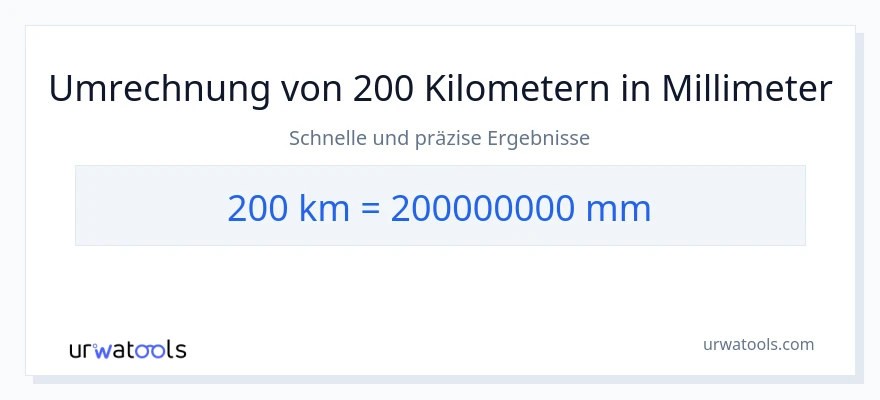 200 Kilometer zu Millimeter Umwandlung