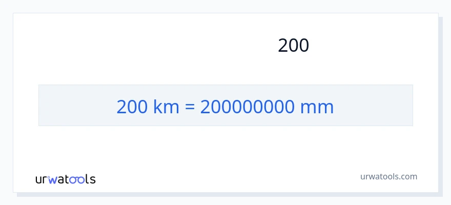 تبدیل 200 کیلومتر به میلی‌متر
