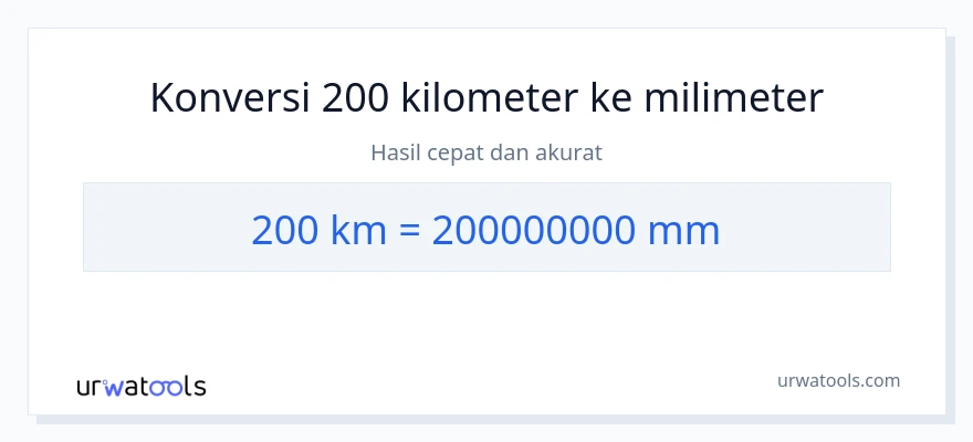 Konversi 200 kilometer ke milimeter