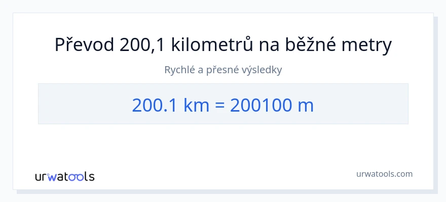 Konverze z kilometry na Měřiče: 200.1