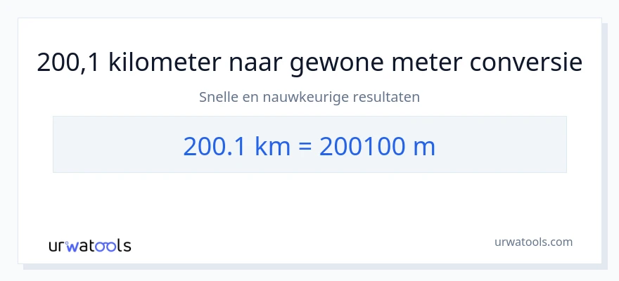 200.1 kilometers naar Meters conversie