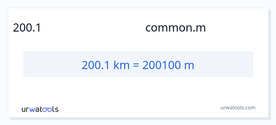 200.1 కిలోమీటర్లు నుండి మీటర్లు కు మార్పిడి