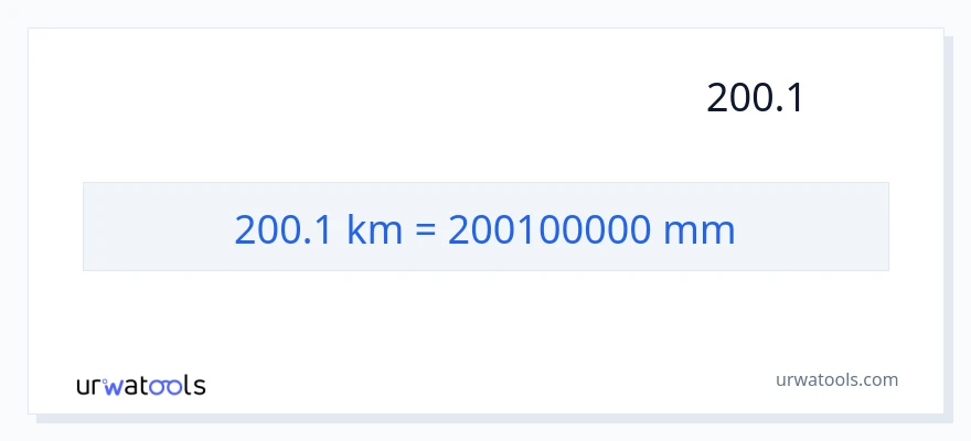 تبدیل 200.1 کیلومتر به میلی‌متر