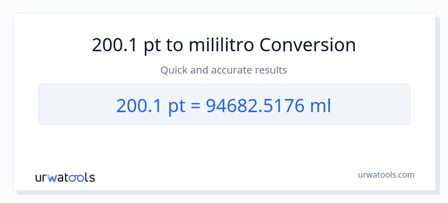 200.1 Pints patungong mga mililitro na conversion