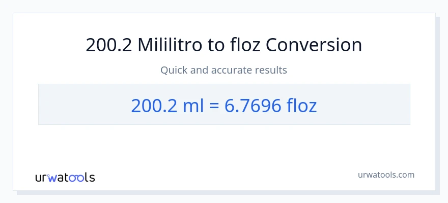200.2 mga mililitro patungong mga onsa ng likido na conversion