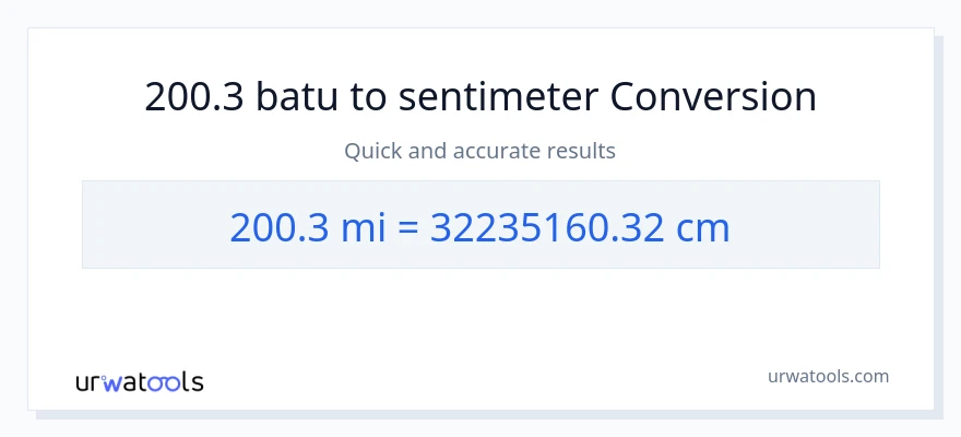 Penukaran 200.3 batu kepada Sentimeter
