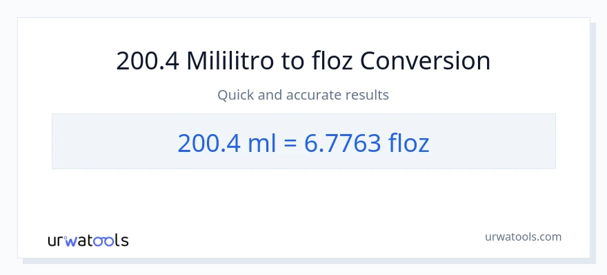 200.4 mga mililitro patungong mga onsa ng likido na conversion