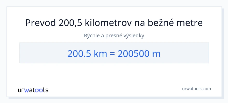 Konverzia z kilometre na Metre: 200.5