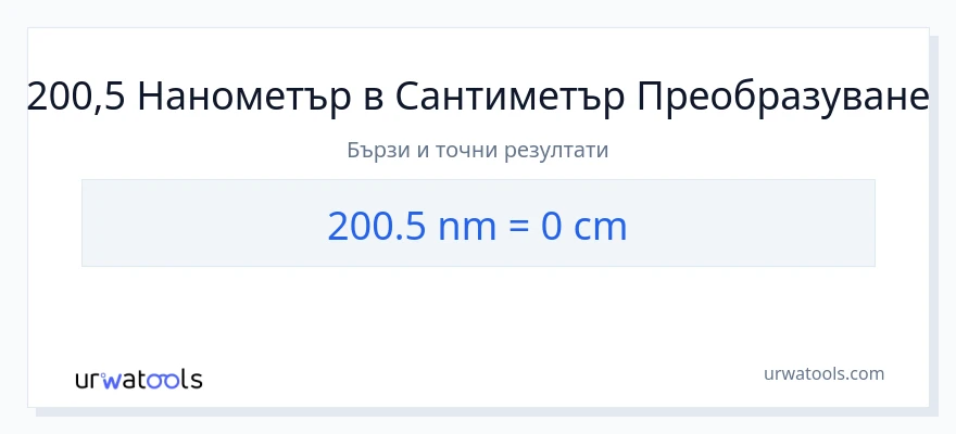200.5 конверсия от нанометри до Сантиметри