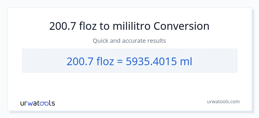 200.7 mga onsa ng likido patungong mga mililitro na conversion