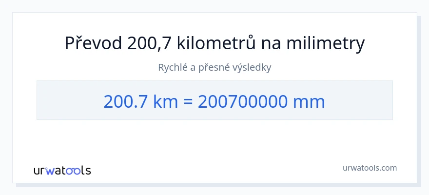 Konverze z kilometry na milimetry: 200.7